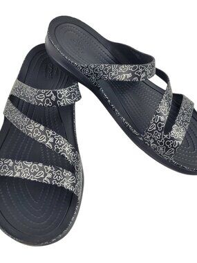 CROCS Disney Park Mickey Minnie Mouse Sandals Slides Women’s 11 Black Strappy